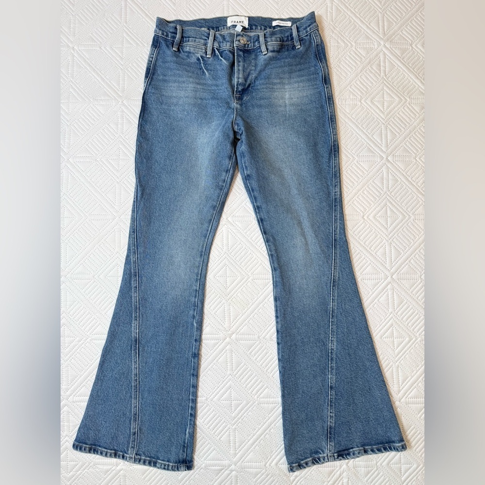 Frame Le Pixie High Flare Jeans In Utopia Wash Size 29